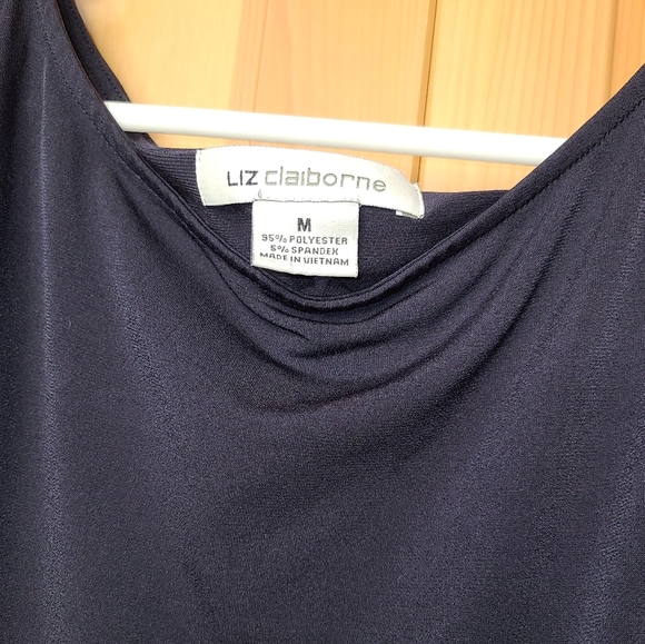 Navy Blue Flowy Tank Top / Sleeveless Blouse - M - Picture 2 of 4